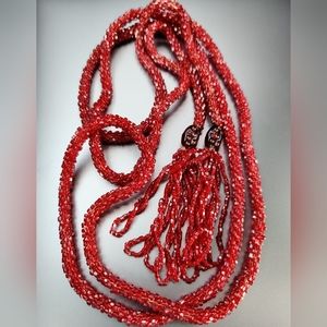 Antique Czech Glass 3 Cut Seed Beads Sautoir Flapper Necklace